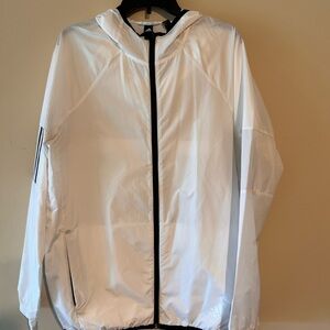 Adidas Men's White Hooded Windbreaker